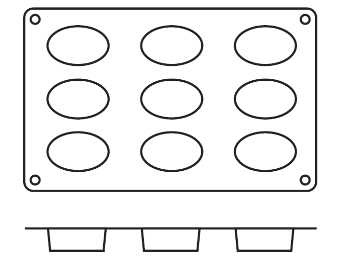ФОРМЫ ДЛЯ ВЫПЕЧКИ SILICON FLEX ОВАЛЬНЫЕТАРТАЛЕТКИ 70Х50 11 ФОРМ SF018N